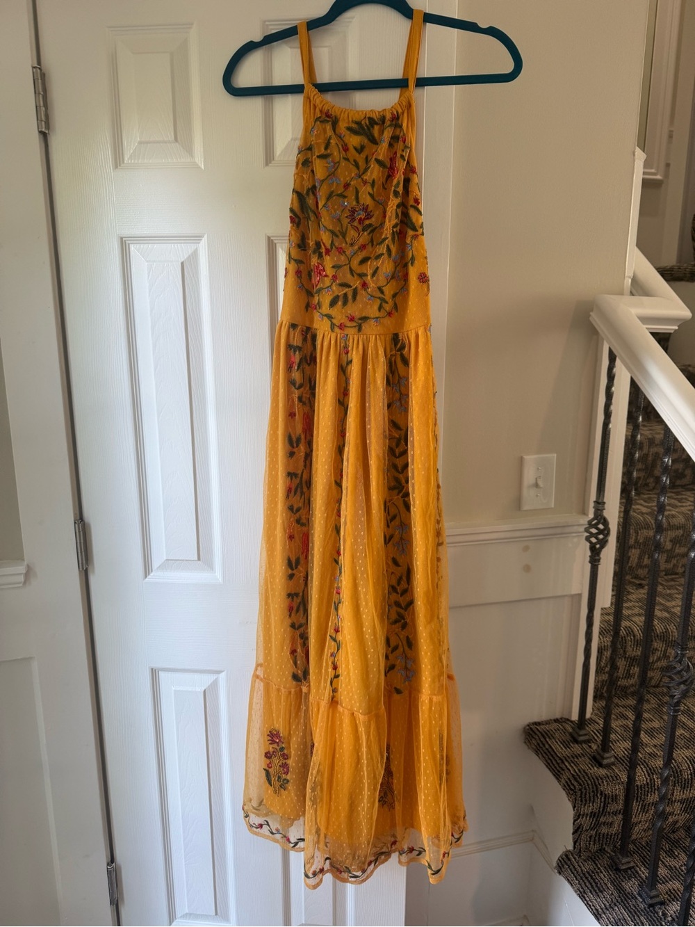 Monsoon Harlow Yellow Halter Embroidered Dress Size 8 EC1